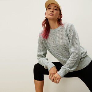 Everlane The Mesh Soft Cotton Crew Green Base - Size XS